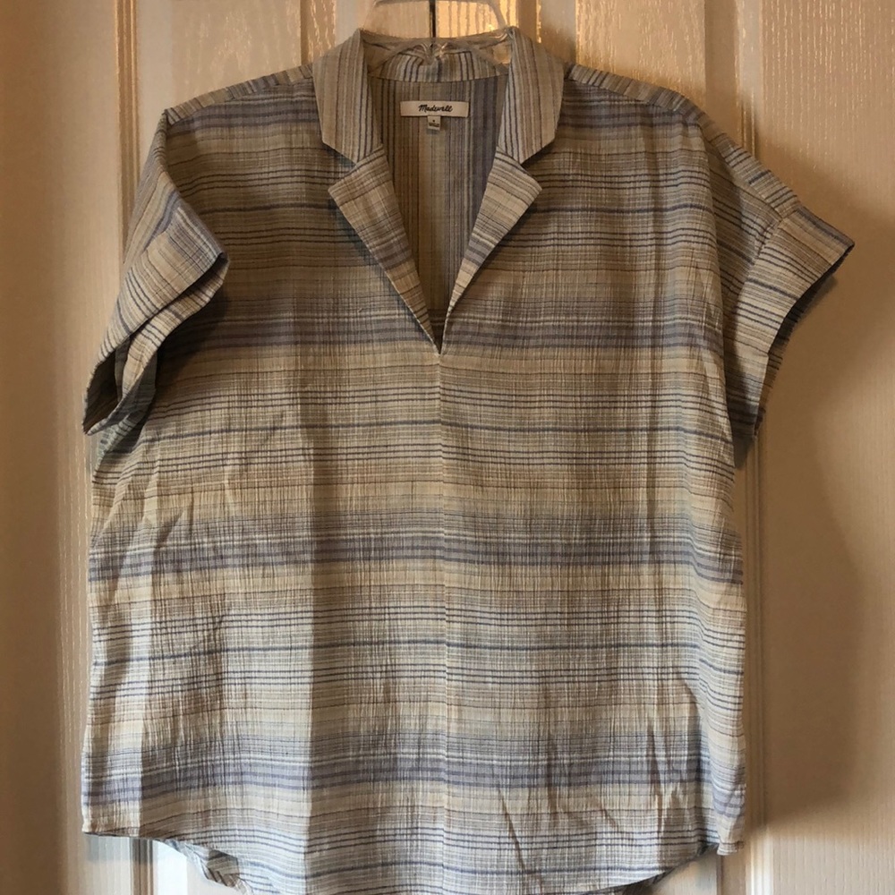 Madewell Crinkle Hayden Popover Top in Stripe